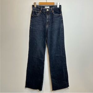 Zara Wide Leg Raw Hem Dark Wash Jeans sz 4